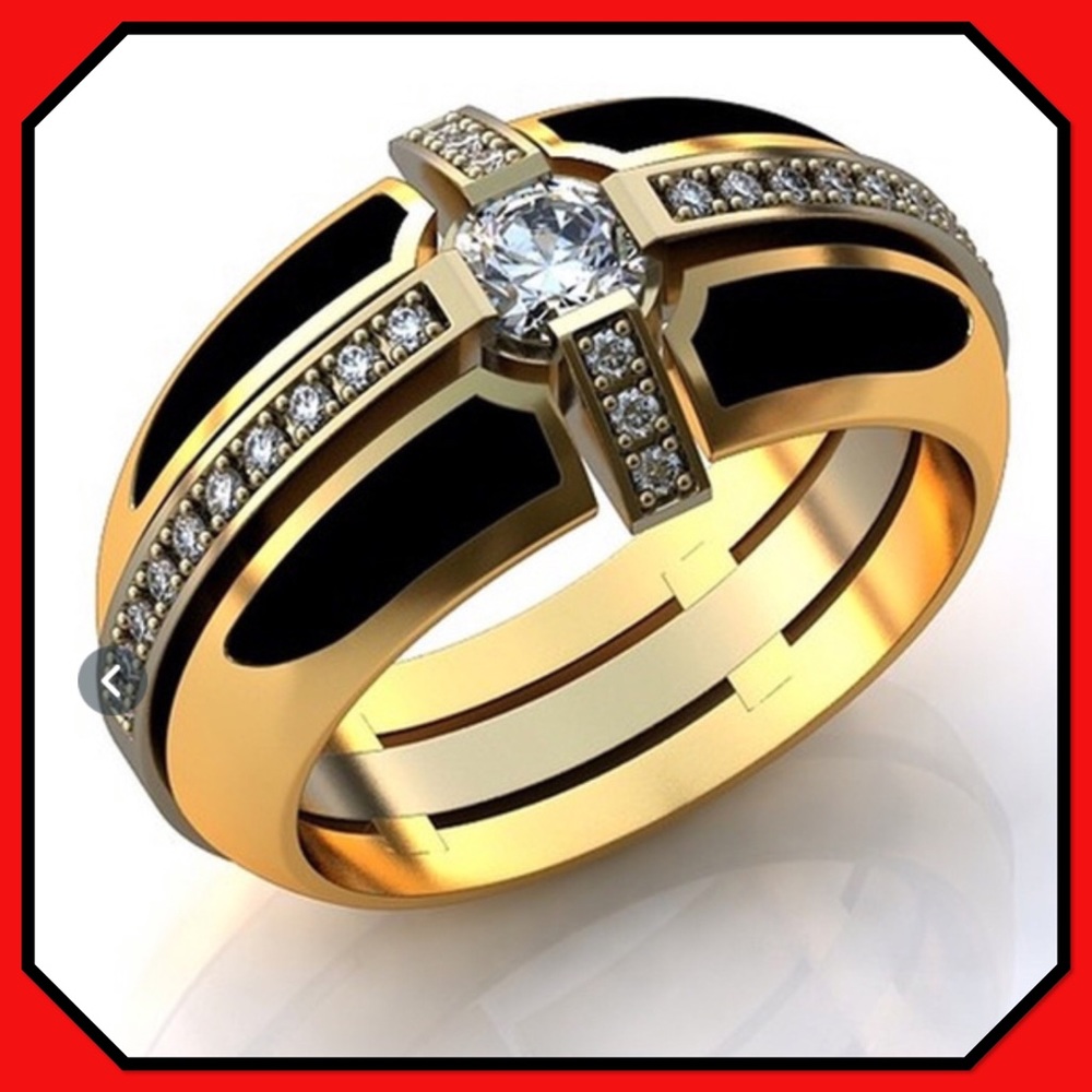 ⭐️New⭐️Men’s 18K Crystal Cross Ring Band⭐️
